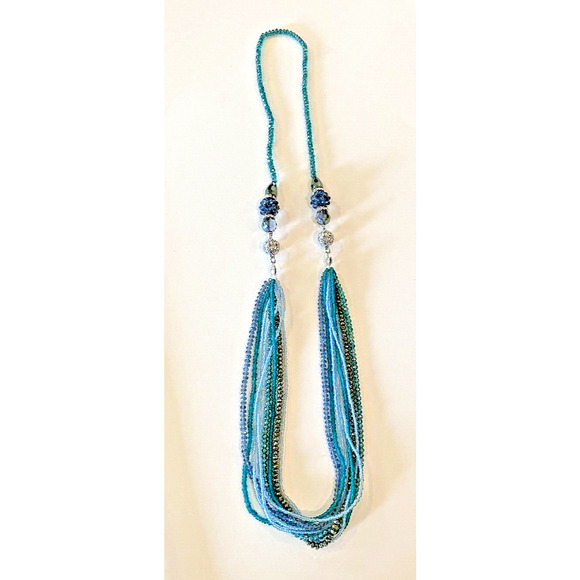 Beaded Necklace Bracelet Set Blue Magnetic Clasps Interchangeable 6 in 1 Pretty - Picture 8 of 14